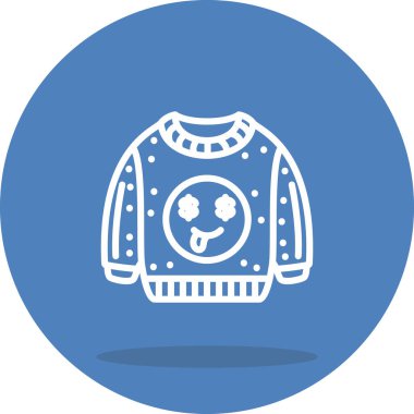 Emoji Satır Simgesi olan süveter, Beyaz Arkaplanda İzole Edilmiş Basit İllüstrasyon