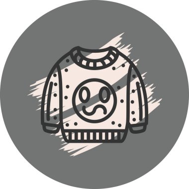 Yaratıcı uygulamalar ya da web sayfaları için uygun, kafası karışık, gülen surat çizimi olan rahat bir süveter..