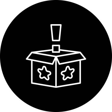 Yıldızlı bir açık kutu ve uygulamalarda veya web sayfalarında kullanılabilecek bir ünlem işareti.