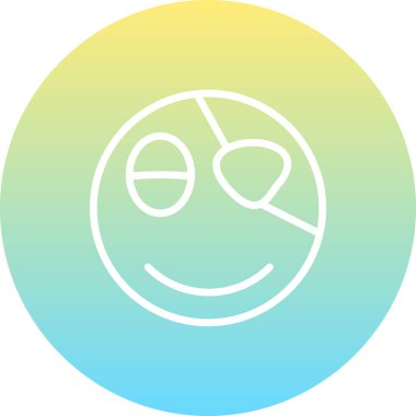 Gülen emoji suratı, tek gözünün üstüne korsan göz bandı takıyor ve basit kıvrımlı bir ağız takıyor. Uygulama için uygun simge.