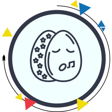 Şarkı söyleyen bahar yumurtası ikonu. İki süslü Paskalya yumurtası, biri gülen yüzlü..