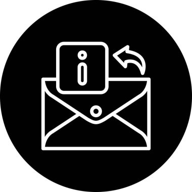 Bilgi sembolü kartı ve eğri oklu zarfın minimalist simgesi