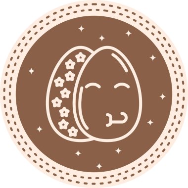 Paskalya Yumurta Çizgisi Simgesi, Düz Emoji, Basit Resimler Beyaz Arkaplanda İzole Edildi