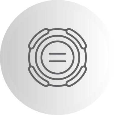 İki yatay dikdörtgen çubuk dairesel çerçeve içinde dikey olarak istiflenmiştir, eşitliği ve matematiksel dengeyi sembolize eder.