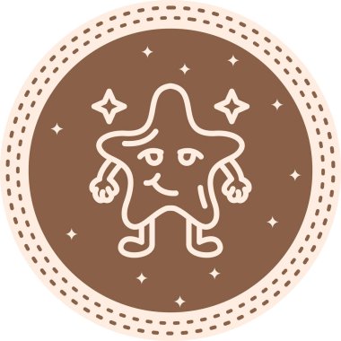 Çağdaş Düz Vektör Özellikli Wry Gülüşlü Yıldız