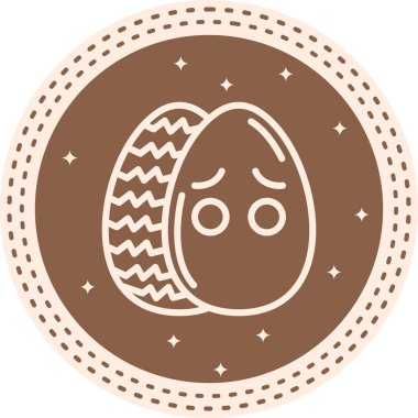 Paskalya Yumurta Çizgisi Simgesi, Düz Emoji, Basit Resimler Beyaz Arkaplanda İzole Edildi