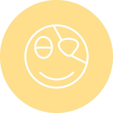 Gülen emoji suratı, tek gözünün üstüne korsan göz bandı takıyor ve basit kıvrımlı bir ağız takıyor. Uygulama için uygun simge.