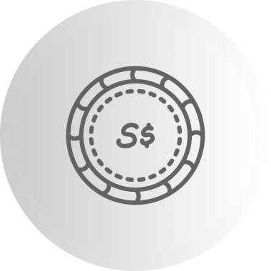 Singapur Doları 'nın simgesi olan minimalist bir çizgi sanat simgesi. Üzerinde siyah yuvarlak bir arka plan var..