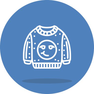 Emoji Satır Simgesi olan süveter, Beyaz Arkaplanda İzole Edilmiş Basit İllüstrasyon