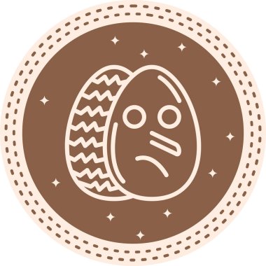 Paskalya Yumurta Çizgisi Simgesi, Düz Emoji, Basit Resimler Beyaz Arkaplanda İzole Edildi