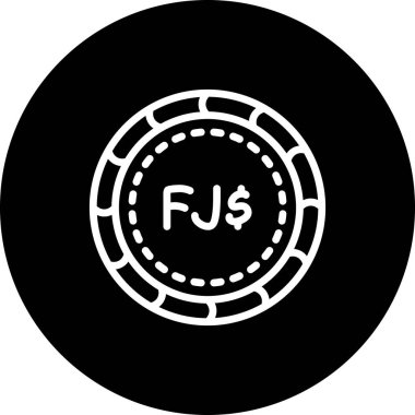 Fiji Dollar coin icon, national currency