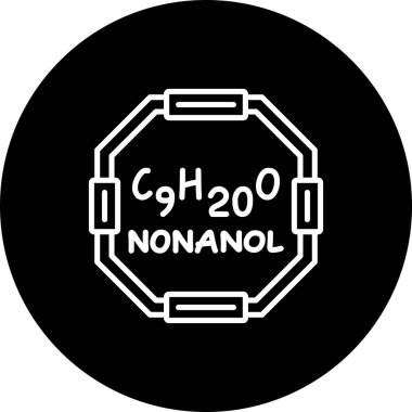 Chemical structure of Nonanal molecule, web simple icon