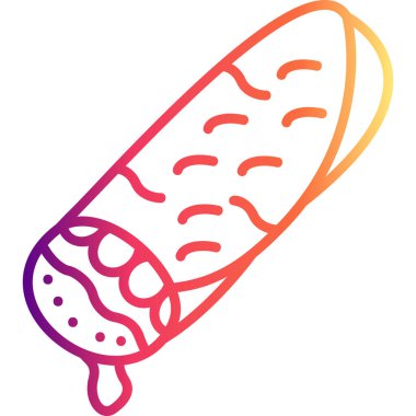 Burrito Satır Simgesi, Beyaz Arkaplanda Basit Görüntü 