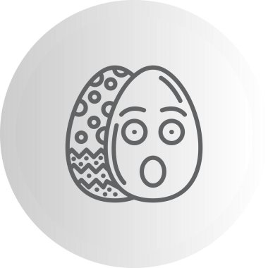 Paskalya Yumurta Çizgisi Simgesi, Düz Emoji, Basit Resimler Beyaz Arkaplanda İzole Edildi