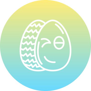 Paskalya Yumurta Çizgisi Simgesi, Düz Emoji, Basit Resimler Beyaz Arkaplanda İzole Edildi