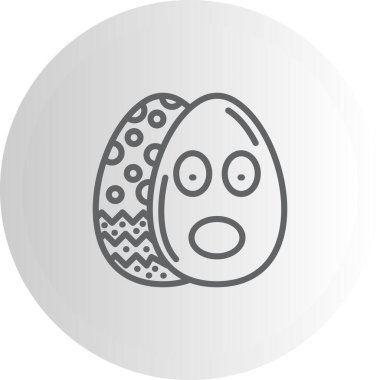 Paskalya Yumurta Çizgisi Simgesi, Düz Emoji, Basit Resimler Beyaz Arkaplanda İzole Edildi