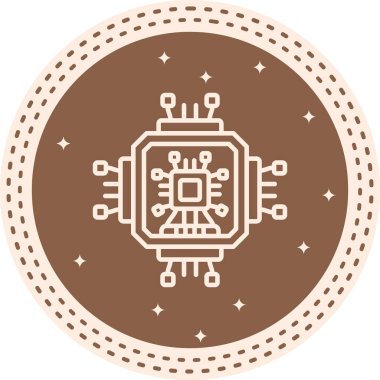 AI İşlemci Satırı Simgesi Basit Görüntü Beyaz Arkaplanda İzole Edildi