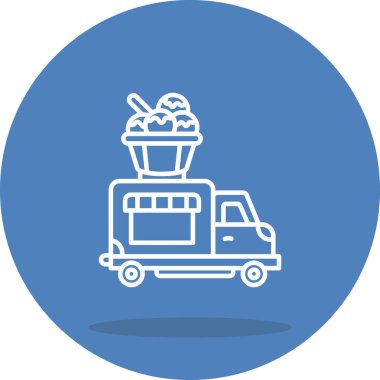 Dondurma Kamyonu Minimum Düz Vektör İllüstrasyonu