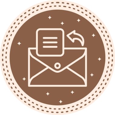 Mavi daire içinde belge ve ok içeren beyaz zarf simgesi.