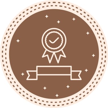 Sertifika Rozet Satırı Simgesi, Beyaz Arkaplanda Basit Görüntü 