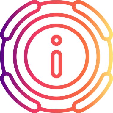 Nötr bir arkaplan üzerinde eşmerkezli daireler ve merkezi bir i sembolü içeren bu simge uygulamalar veya web sayfalarında kullanmak için uygundur.