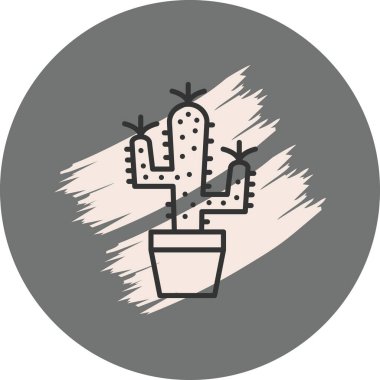 Kaktüs Hattı Simgesi, Basit Görüntü Beyaz Arkaplanda İzole Edildi