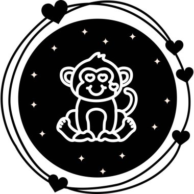 Maymun Kalple Gülümseme Zarif Dengelenmiş Düz Sanat Özelliği