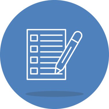 Beyaz arkaplana karşı dört boş kare kutu ve yatay çizgiler içeren kağıt kontrol listesine bir kalem yazar.