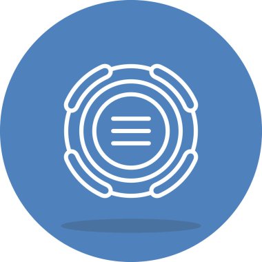 Menü. Gri arkaplan üzerinde eşmerkezli daireler içinde yatay çizgileri olan simge listesi.