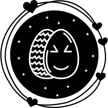 Paskalya Yumurta Çizgisi Simgesi, Düz Emoji, Basit Resimler Beyaz Arkaplanda İzole Edildi