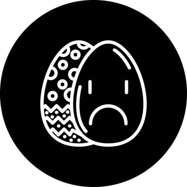 Paskalya Yumurta Çizgisi Simgesi, Düz Emoji, Basit Resimler Beyaz Arkaplanda İzole Edildi
