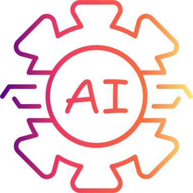 Üretim Hattı Simgesi Simgesindeki Yapay Zeka Beyaz Arkaplanda İzole Edildi