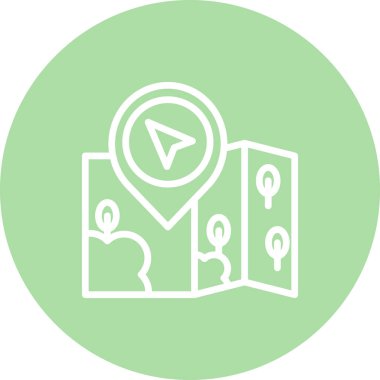 Yönlendirme ve konum grafikleri bir yön okunu gösteren konum broşlu katlanmış bir harita içerir.