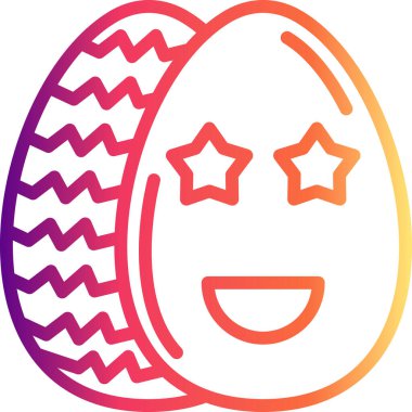 Paskalya Yumurta Çizgisi Simgesi, Düz Emoji, Basit Resimler Beyaz Arkaplanda İzole Edildi