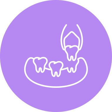 Diş ayıklama simgesi. Profesyonel diş macunları diş eti içindeki dişlerden cerrahi müdahaleyi temsil eden tek bir insan dişi çıkartır..