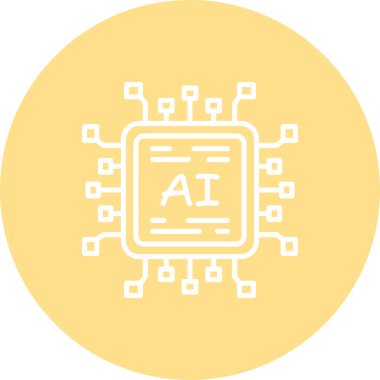 Devre kartlı mikroçip simgesi. Doğrusal ve siluet biçimi.