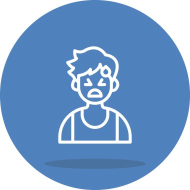 Üzgün Rahatlamış Çocuk Zarif Minimum Dijital Grafik Sembolü