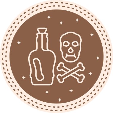 Çapraz kemikli korsan şişe ve kafatası. Profesyonel Düz simge