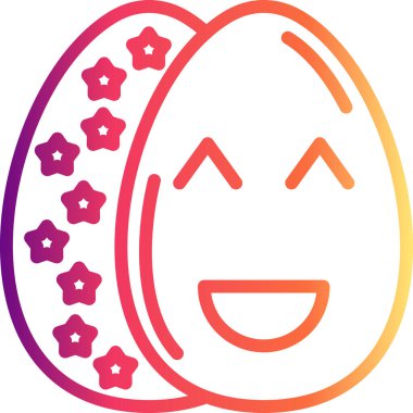 Paskalya Yumurta Çizgisi Simgesi, Düz Emoji, Basit Resimler Beyaz Arkaplanda İzole Edildi