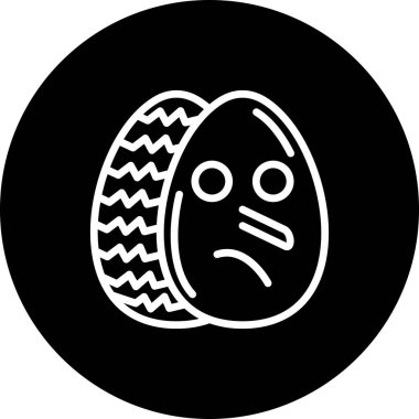 Paskalya Yumurta Çizgisi Simgesi, Düz Emoji, Basit Resimler Beyaz Arkaplanda İzole Edildi