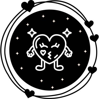 Kalp Öpücüğü Dengeli Profesyonel Damgalama Grafik Sembolü