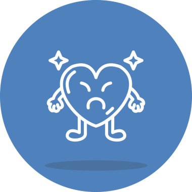 Üzgün Kalp Eşsiz Düz Dijital Tasarım Nesnesi