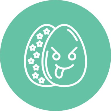 Paskalya Yumurta Çizgisi Simgesi, Düz Emoji, Basit Resimler Beyaz Arkaplanda İzole Edildi