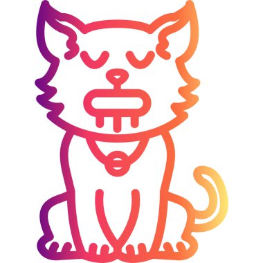 Salyalı Kedi Zarif Profesyonel Düz Grafik Sembolü