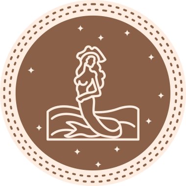 Denizkızı fantezi ikonu, vektör illüstrasyonu