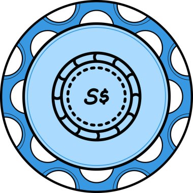 Singapur Doları 'nın simgesi olan minimalist bir çizgi sanat simgesi. Üzerinde siyah yuvarlak bir arka plan var..