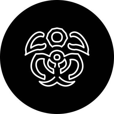 Dairesel tasarımda biyolojik tehlike uyarısı tasvir eden sembol.