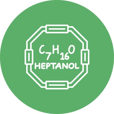 Heptanol molekülünün kimyasal yapısı, basit web simgesi