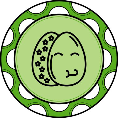 Paskalya Yumurta Çizgisi Simgesi, Düz Emoji, Basit Resimler Beyaz Arkaplanda İzole Edildi