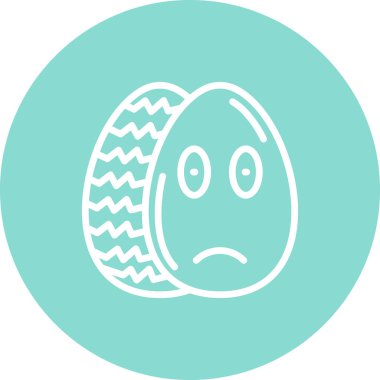 Paskalya Yumurta Çizgisi Simgesi, Düz Emoji, Basit Resimler Beyaz Arkaplanda İzole Edildi